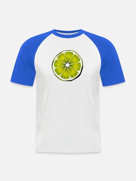 Lime - Männer Baseball-T-Shirt - Weiß/Royalblau