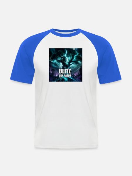 Blitz Der Natur - Männer Baseball-T-Shirt - Weiß/Royalblau