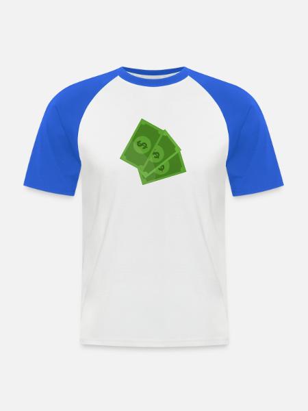 Dollar-Banknoten - Männer Baseball-T-Shirt - Weiß/Royalblau