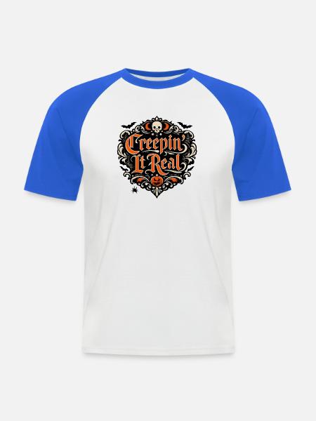 Halloween Totenkopf Ornament-Stil - Männer Baseball-T-Shirt - Weiß/Royalblau