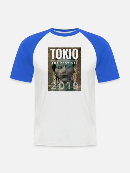 TOKIO Art Festival - Männer Baseball-T-Shirt - Weiß/Royalblau