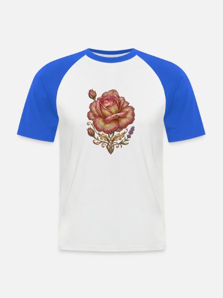 Goldene Rose - Männer Baseball-T-Shirt - Weiß/Royalblau