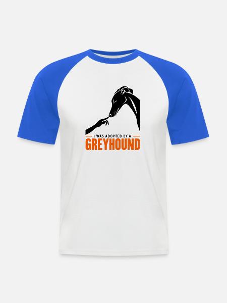 Adoptiert von einem Windhund-Rettungshemd - Männer Baseball-T-Shirt - Weiß/Royalblau