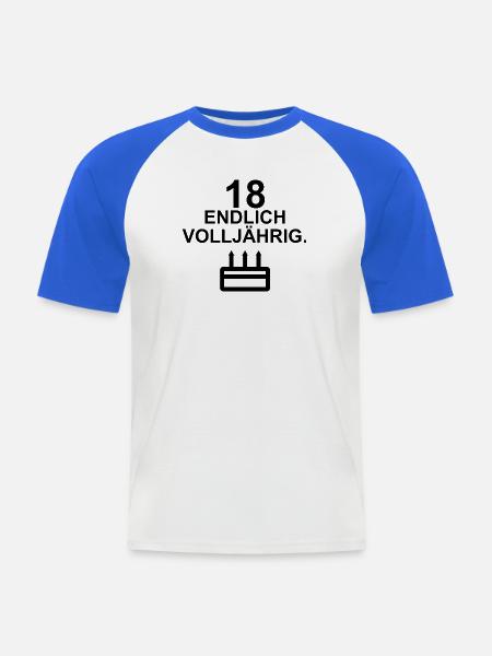 18 – Ab jetzt offiziell volljährig - Männer Baseball-T-Shirt - Weiß/Royalblau
