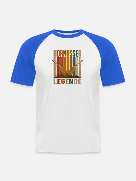 Hornusser Legende  - Männer Baseball-T-Shirt - Weiß/Royalblau