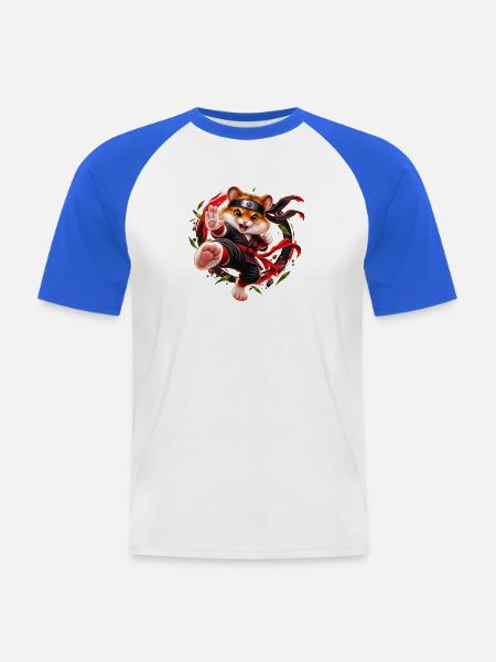 Ninja-Hamster – Kleiner Kämpfer - Männer Baseball-T-Shirt - Weiß/Royalblau