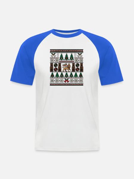 Roots Reggae Weihnachten Strickdesign - Männer Baseball-T-Shirt - Weiß/Royalblau