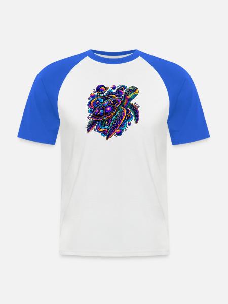 Kosmische Schildkröte auf Reisen - Männer Baseball-T-Shirt - Weiß/Royalblau
