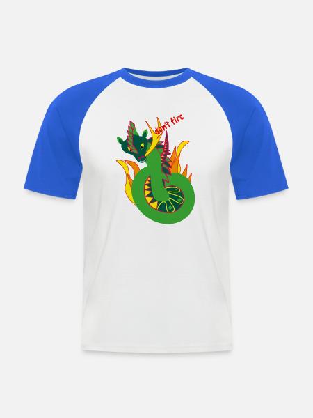 Feuerdrachen "don't fire", Abstraktion - Männer Baseball-T-Shirt - Weiß/Royalblau