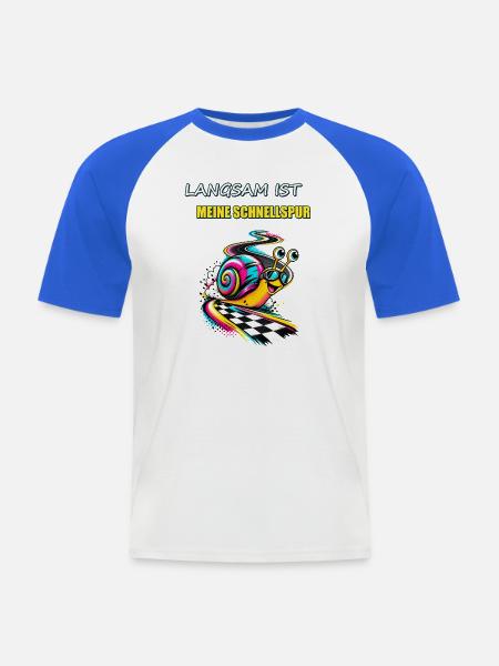Langsam ist meine Schnellspur - Männer Baseball-T-Shirt - Weiß/Royalblau