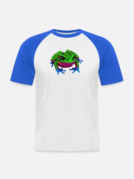 buntes tierbild, amphibien, laubfrosch - Männer Baseball-T-Shirt - Weiß/Royalblau