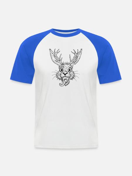 Raurackl - Männer Baseball-T-Shirt - Weiß/Royalblau