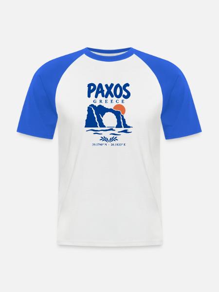 Paxos Tripitos Arch - Männer Baseball-T-Shirt - Weiß/Royalblau