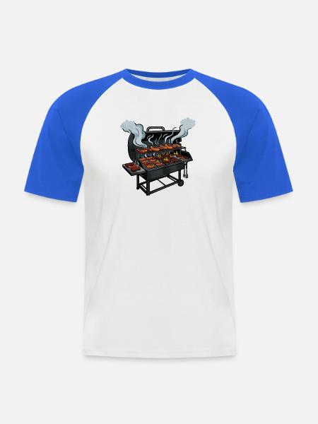 Grillabend Würstchen Parade - Männer Baseball-T-Shirt - Weiß/Royalblau