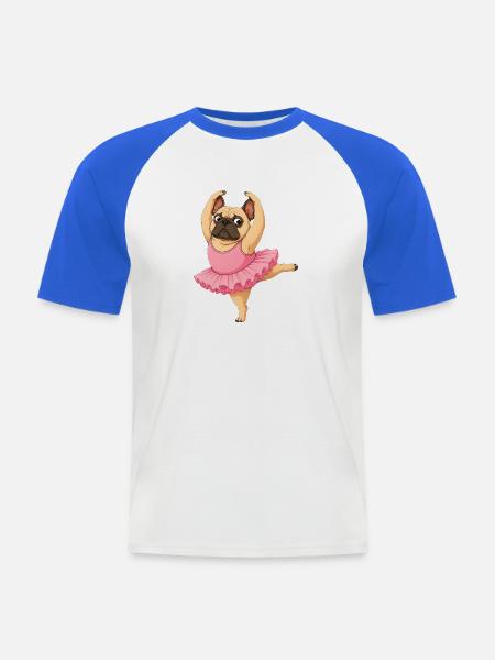 Bulldoggen-Balletttanz - Männer Baseball-T-Shirt - Weiß/Royalblau