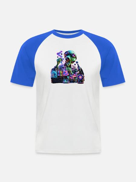 Kosmisches Alien – Außerirdische Chemie - Männer Baseball-T-Shirt - Weiß/Royalblau