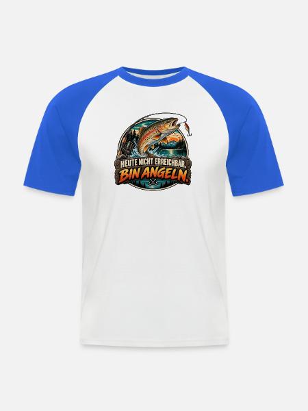 Heute nicht erreichbar. Bin angeln. - Männer Baseball-T-Shirt - Weiß/Royalblau