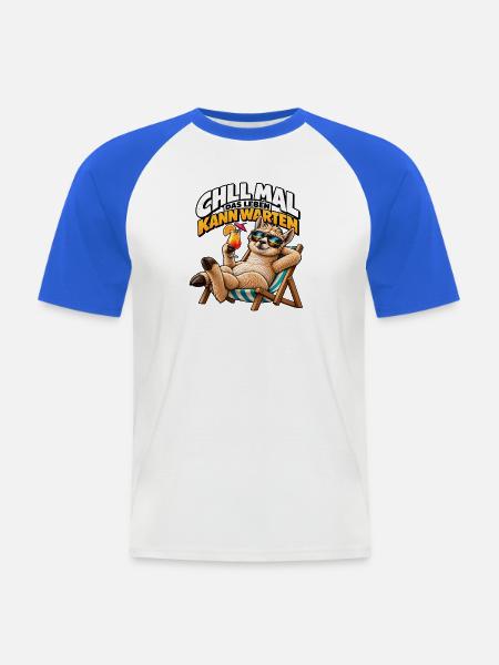 Chill_mal_das_Leben_kann_warten - Männer Baseball-T-Shirt - Weiß/Royalblau