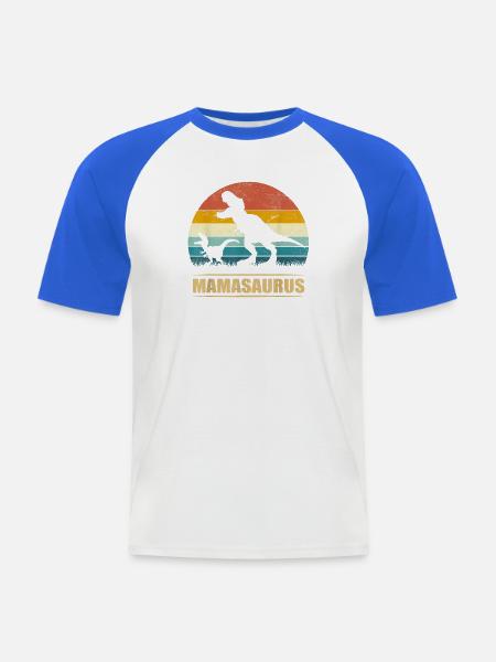 Mamasaurus - Männer Baseball-T-Shirt - Weiß/Royalblau