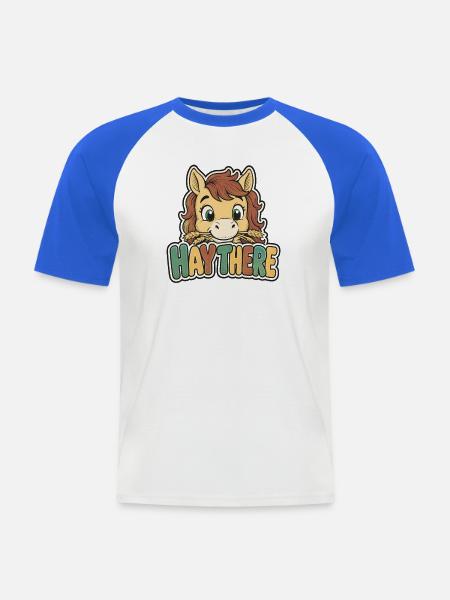 Reiten Kinder - Männer Baseball-T-Shirt - Weiß/Royalblau