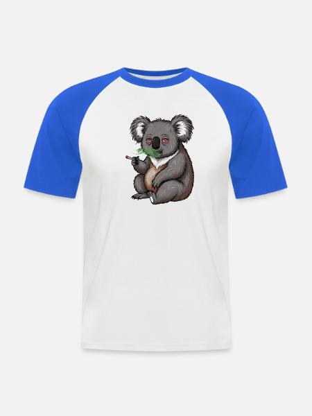 Cartoon Koala raucht Gras - Männer Baseball-T-Shirt - Weiß/Royalblau