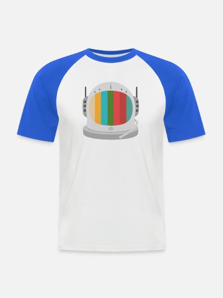 Astronautenhelm mit Fernseher - Männer Baseball-T-Shirt - Weiß/Royalblau