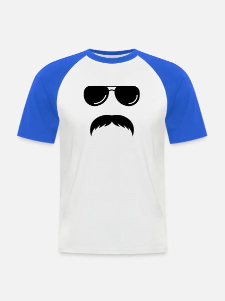 Großer Schnurrbart - Männer Baseball-T-Shirt - Weiß/Royalblau