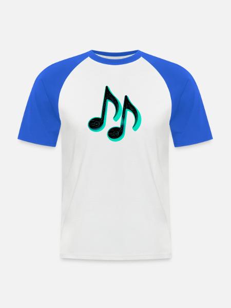 futuristische musiknoten - Männer Baseball-T-Shirt - Weiß/Royalblau
