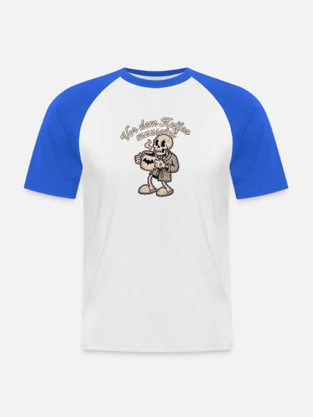 Halloween Kaffee Skelett - Männer Baseball-T-Shirt - Weiß/Royalblau