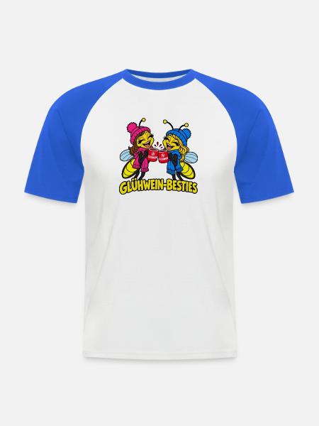 Glühwein Besties - Weihnachtsmarkt - Männer Baseball-T-Shirt - Weiß/Royalblau