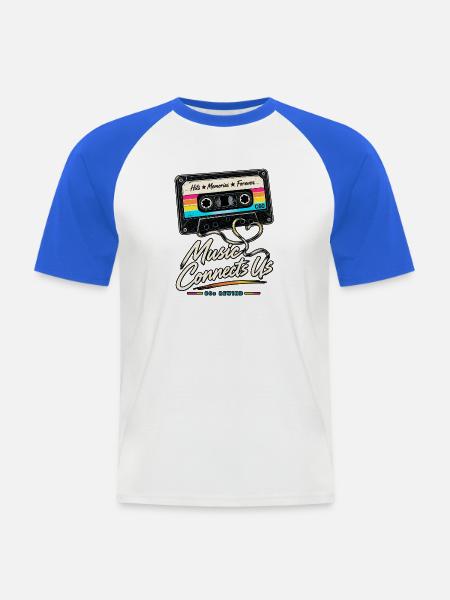 Music Connects Us – 80s Rewind - Männer Baseball-T-Shirt - Weiß/Royalblau