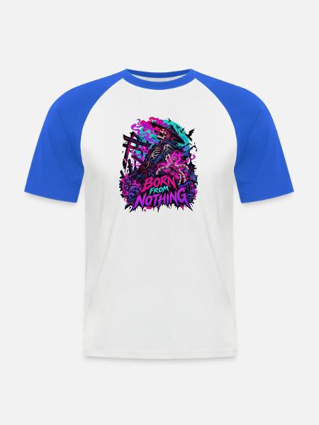 Neon Skull Samurai Wiedergeburt - Männer Baseball-T-Shirt - Weiß/Royalblau