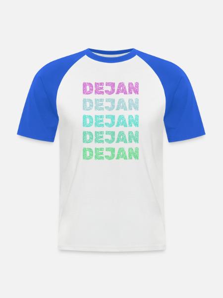 Dejan Gradient Grunge Schriftzug - Männer Baseball-T-Shirt - Weiß/Royalblau