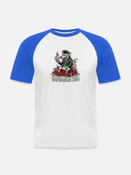 Pyro Feuerwerk Punker Ratte - Männer Baseball-T-Shirt - Weiß/Royalblau