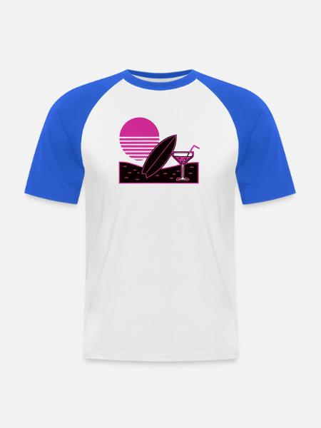 Surfbrett Cocktail Strand Logo - Männer Baseball-T-Shirt - Weiß/Royalblau