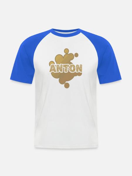 Anton als Babybauch - Männer Baseball-T-Shirt - Weiß/Royalblau