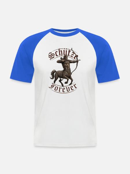Schütze Krieger Tattoobogen - Männer Baseball-T-Shirt - Weiß/Royalblau