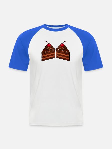 Doppelte Schokoladentorte mit Kirsche - Männer Baseball-T-Shirt - Weiß/Royalblau