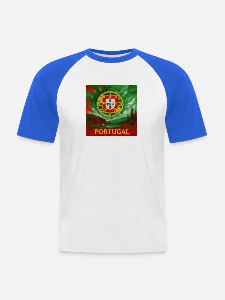 Portugal Emblem im Landschaftsdesign - Männer Baseball-T-Shirt - Weiß/Royalblau