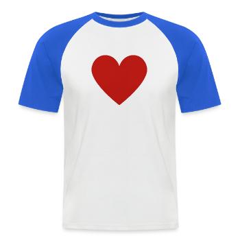 Rotes Herz Symbol Druckdesign - Männer Baseball-T-Shirt - Weiß/Royalblau - Vorne