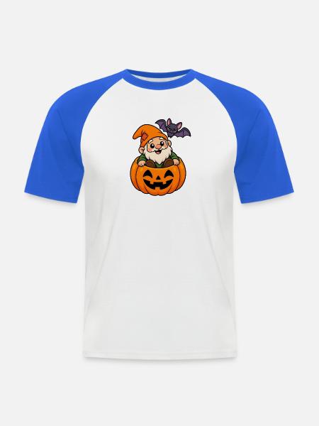 Kuscheliger Gnom im Kürbis Halloween - Männer Baseball-T-Shirt - Weiß/Royalblau