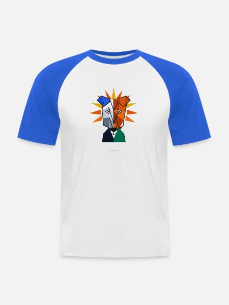 Jack-Russel-Terrier-Kubismus - Männer Baseball-T-Shirt - Weiß/Royalblau