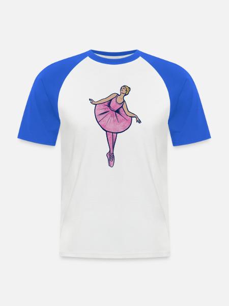 Pinke Ballerina in Tutu - Männer Baseball-T-Shirt - Weiß/Royalblau