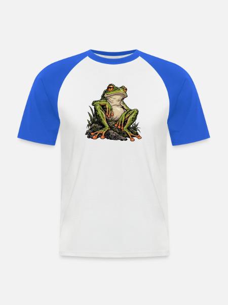 Feral Frog - Männer Baseball-T-Shirt - Weiß/Royalblau