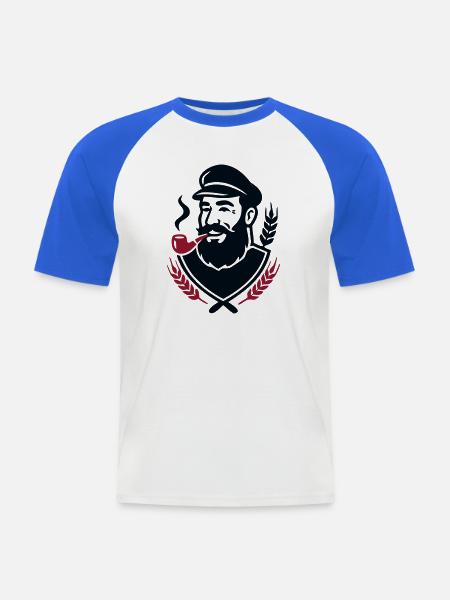 Seebaer Kapitaen Wappen Logo - Männer Baseball-T-Shirt - Weiß/Royalblau
