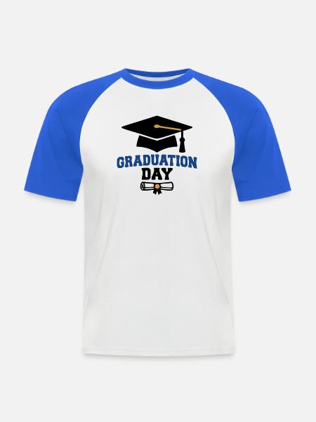 Abschluss Hut Zeugnis Grafik - Männer Baseball-T-Shirt - Weiß/Royalblau