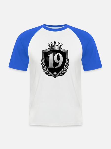 wappen-zahl-19 - Männer Baseball-T-Shirt - Weiß/Royalblau