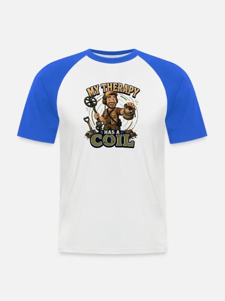 Sondengänger Sondler sondeln THERAPY-HAS-COIL - Männer Baseball-T-Shirt - Weiß/Royalblau