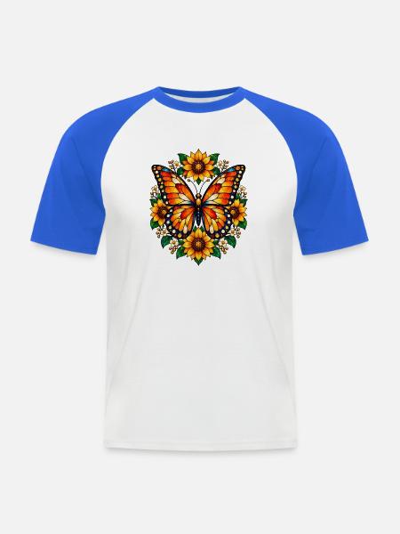 Schmetterlinge Schöner Schmetterling - Männer Baseball-T-Shirt - Weiß/Royalblau