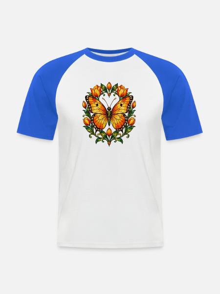 Schmetterlinge Schöner Schmetterling - Männer Baseball-T-Shirt - Weiß/Royalblau